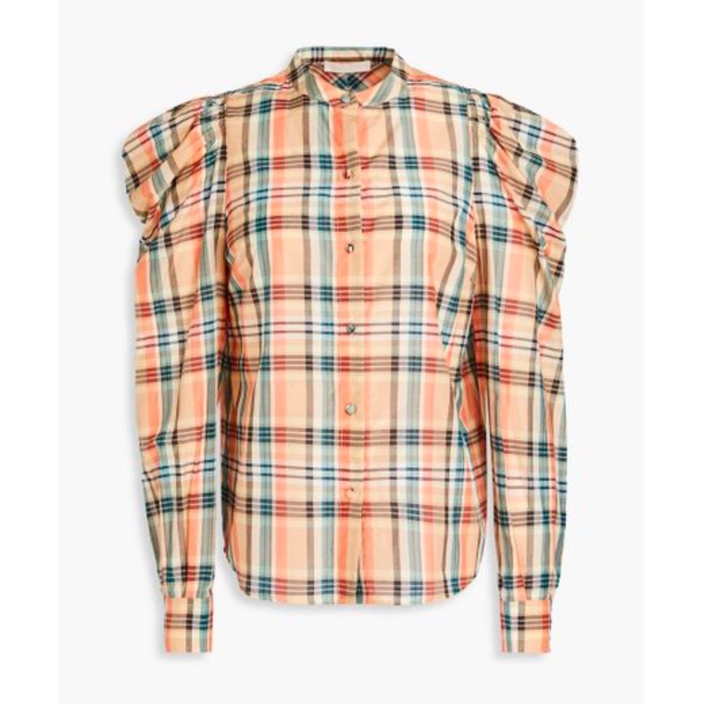 Langley checked cotton and silk-blend blouse by Ulla Johnson. Like new.